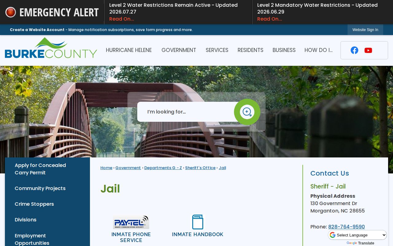 Burke County Jail official release records contact page