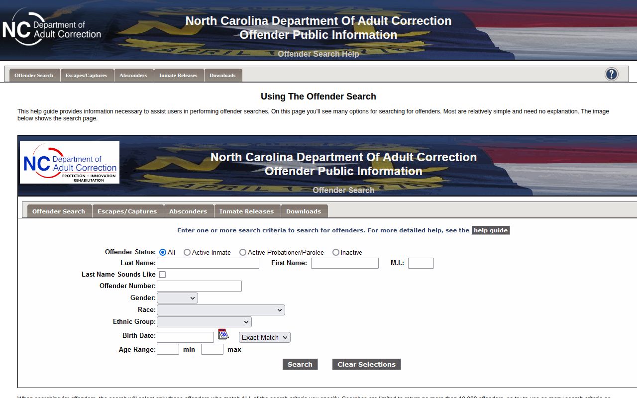 Burke County projected release date field in NC DAC offender records